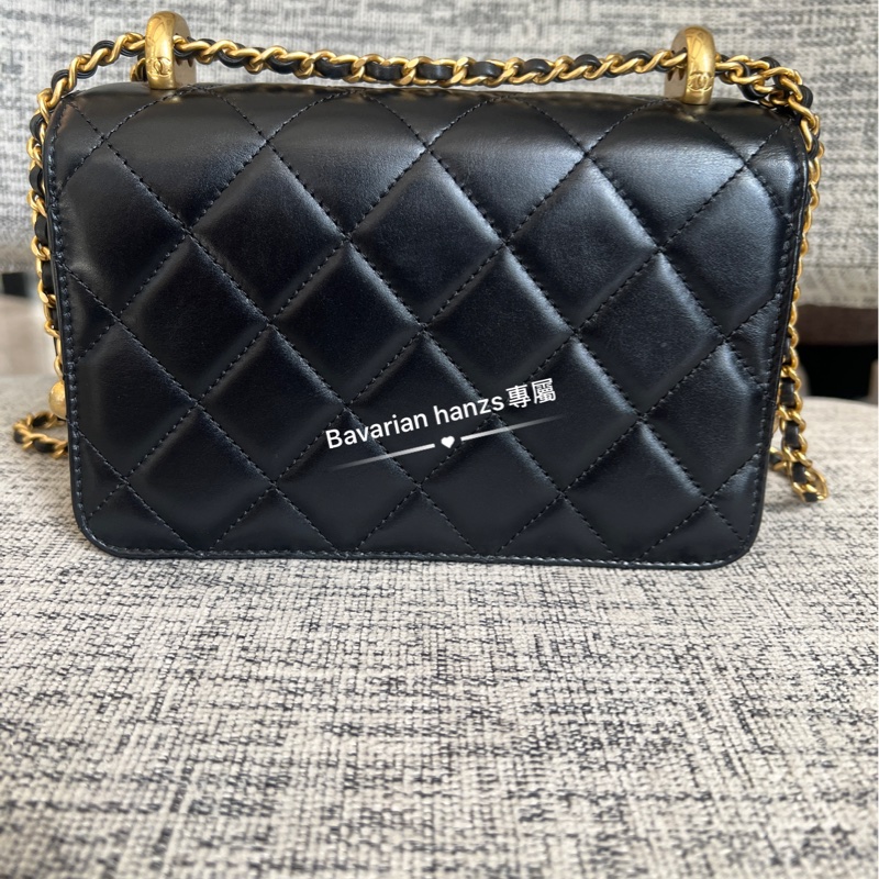 Chanel 黑金牛雙金球-7