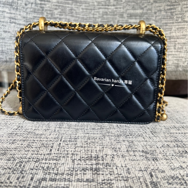 Chanel 黑金牛雙金球-31