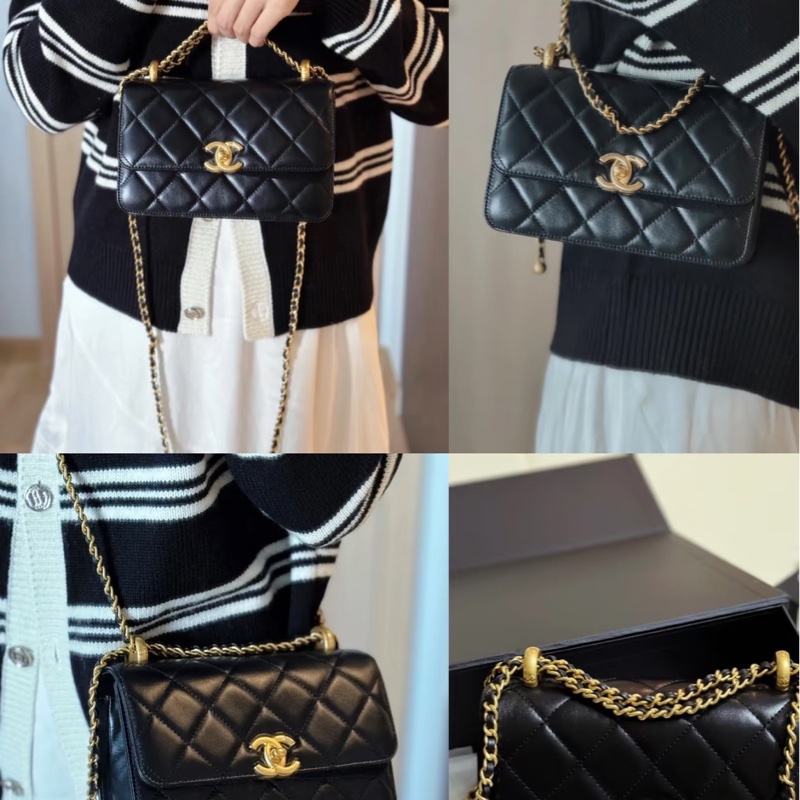 Chanel 黑金牛雙金球-46