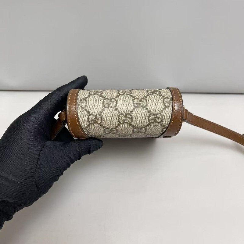 Gucci古馳 馬銜扣1955老花焦糖色手機包斜背包-5