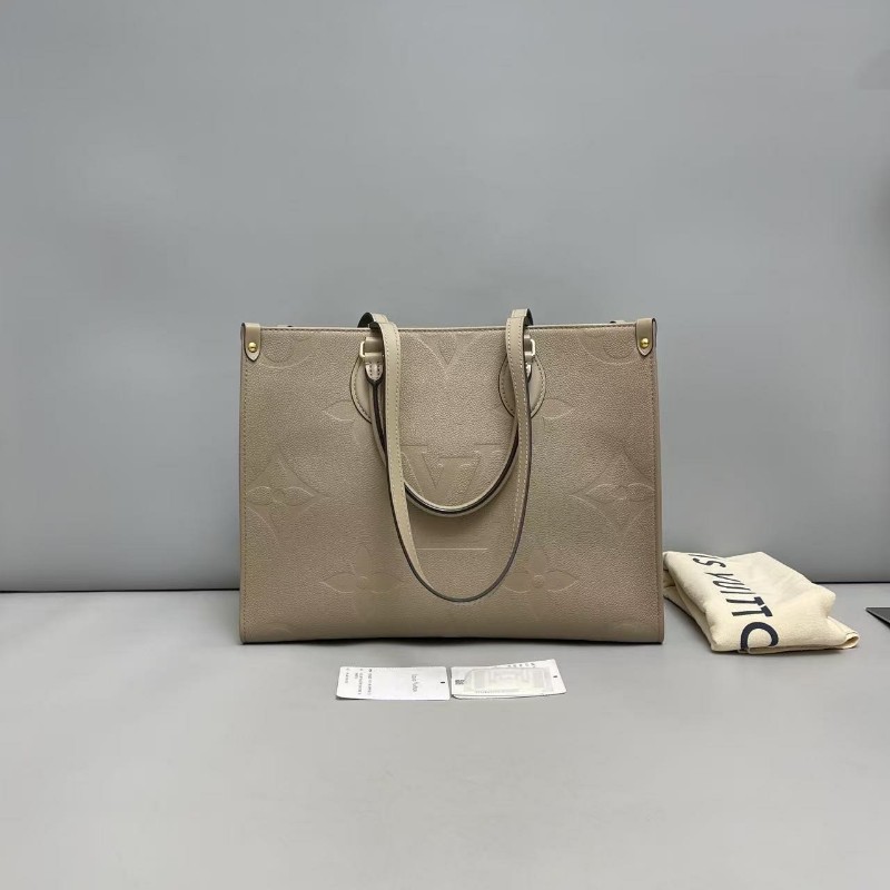 LV路易威登Onthego中號MM 灰色全皮壓紋tote托特包 晶片款-1