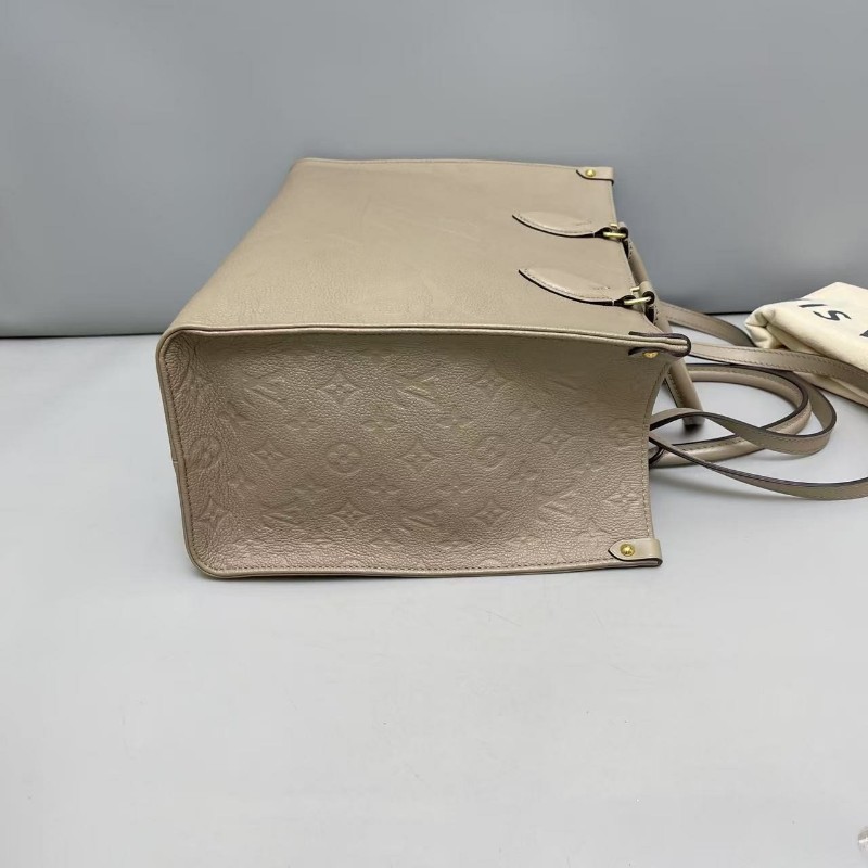 LV路易威登Onthego中號MM 灰色全皮壓紋tote托特包 晶片款-4