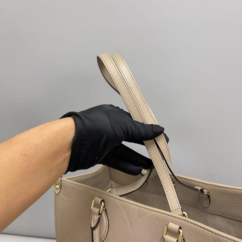 LV路易威登Onthego中號MM 灰色全皮壓紋tote托特包 晶片款-6