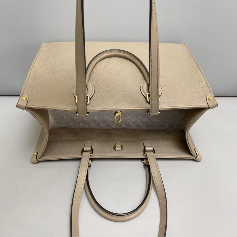 LV路易威登Onthego中號MM 灰色全皮壓紋tote托特包 晶片款-7