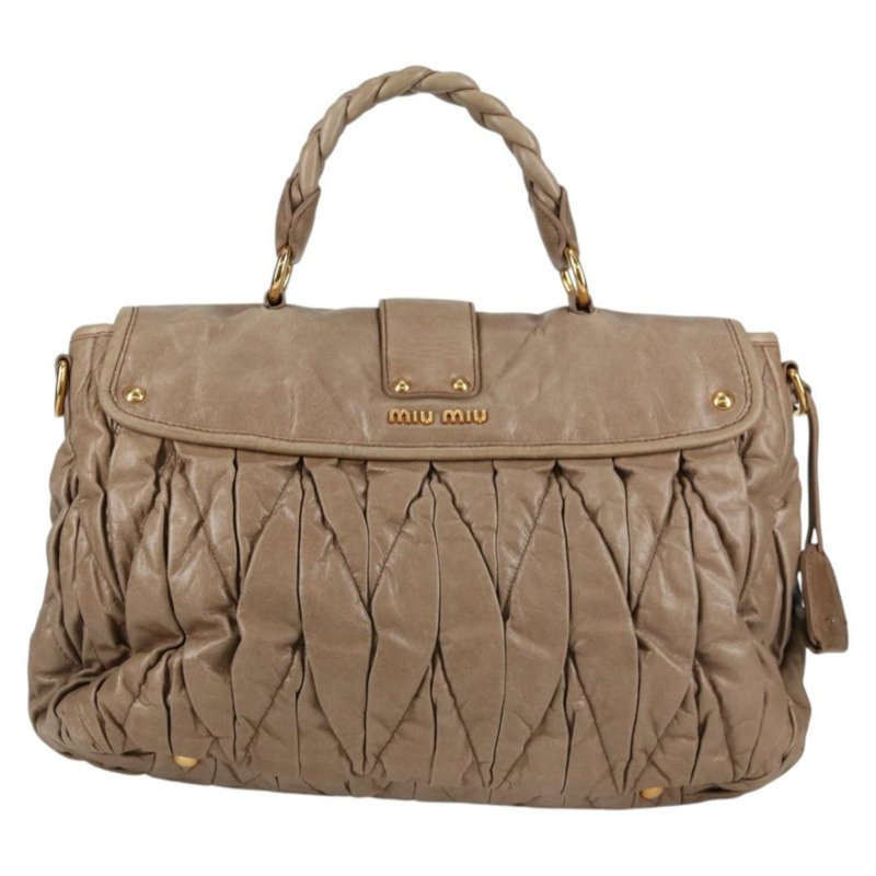 【日本直送】Miu Miu Matelasse 手提包 皮革 2 向 米色 金 正品 132748V-1