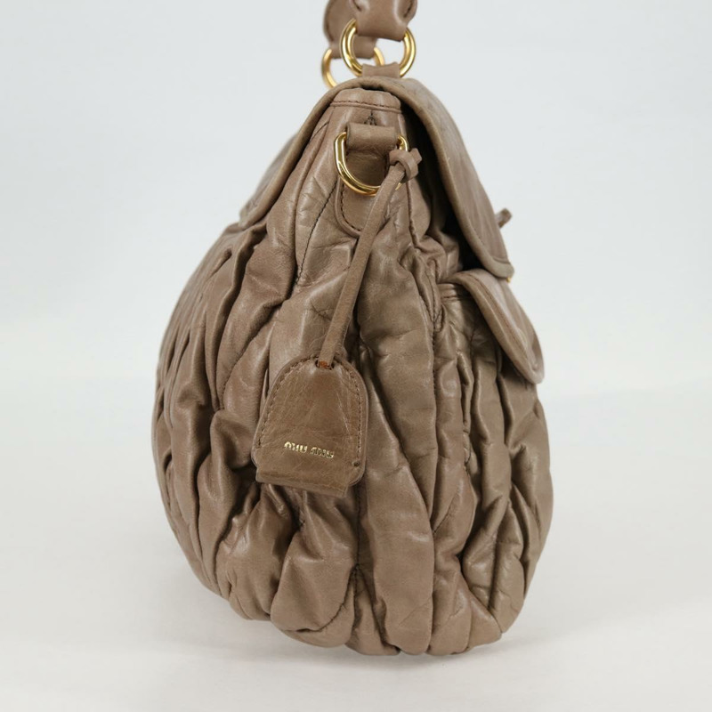 【日本直送】Miu Miu Matelasse 手提包 皮革 2 向 米色 金 正品 132748V-3