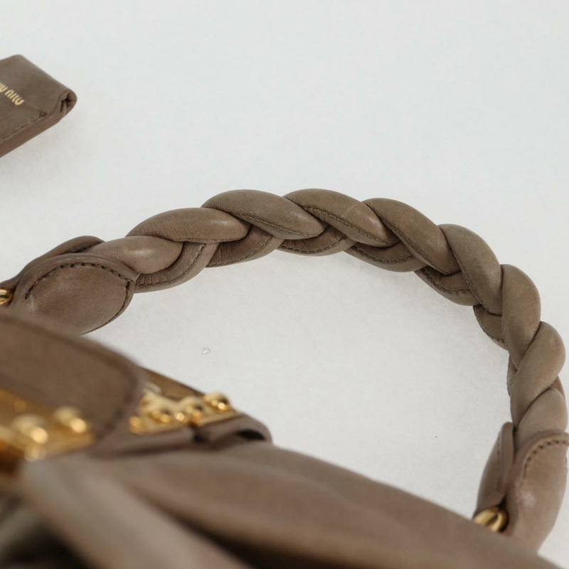 【日本直送】Miu Miu Matelasse 手提包 皮革 2 向 米色 金 正品 132748V-6