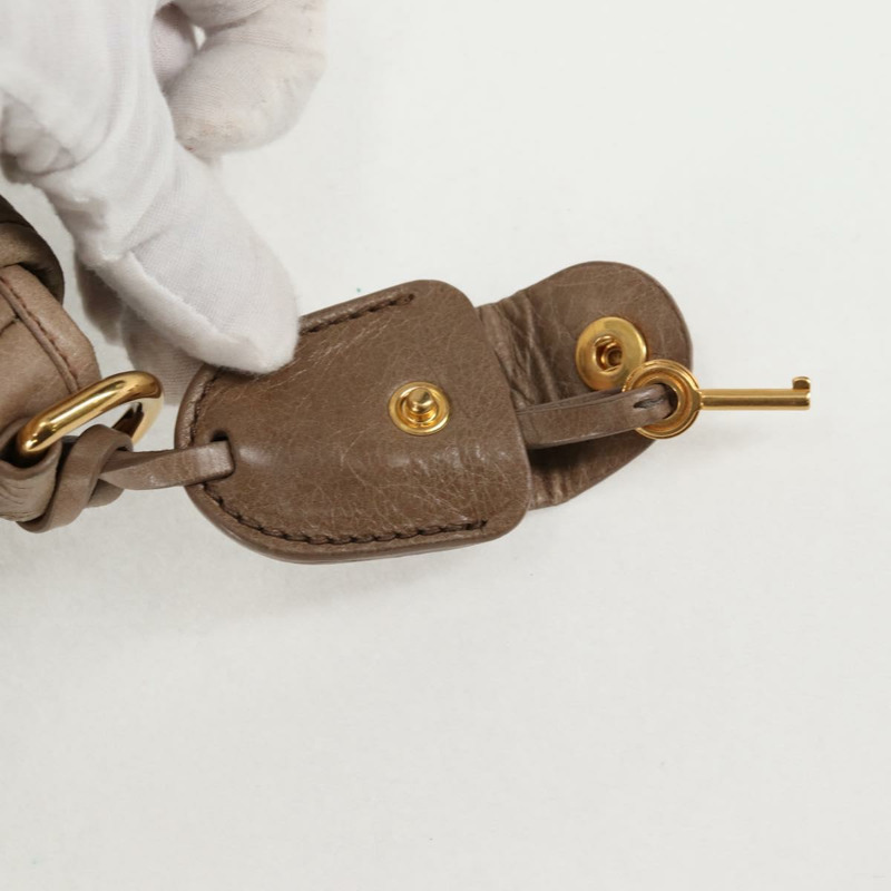 【日本直送】Miu Miu Matelasse 手提包 皮革 2 向 米色 金 正品 132748V-8