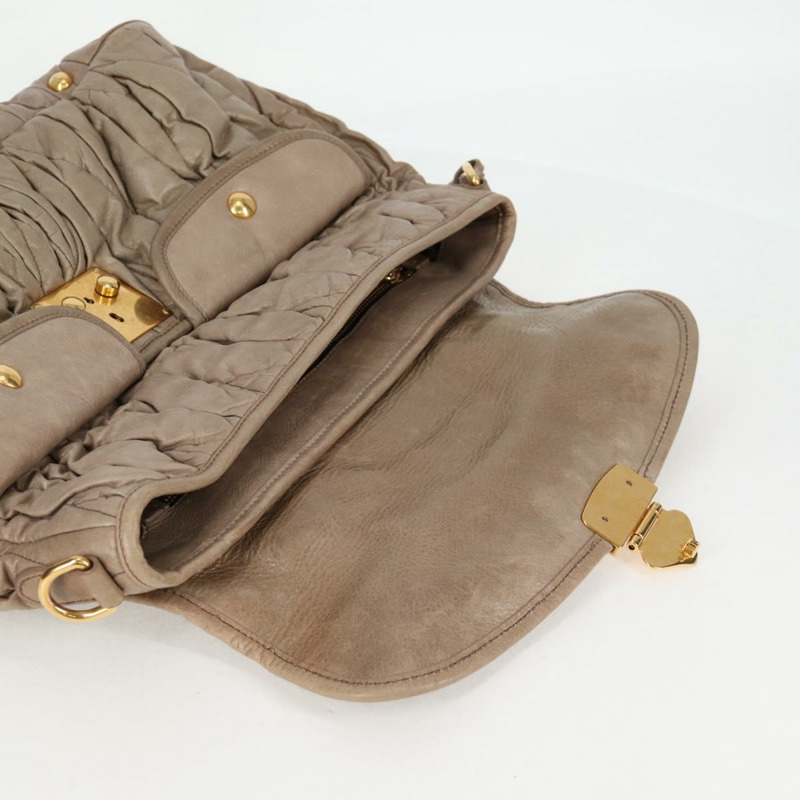 【日本直送】Miu Miu Matelasse 手提包 皮革 2 向 米色 金 正品 132748V-9