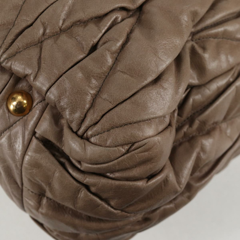 【日本直送】Miu Miu Matelasse 手提包 皮革 2 向 米色 金 正品 132748V-15