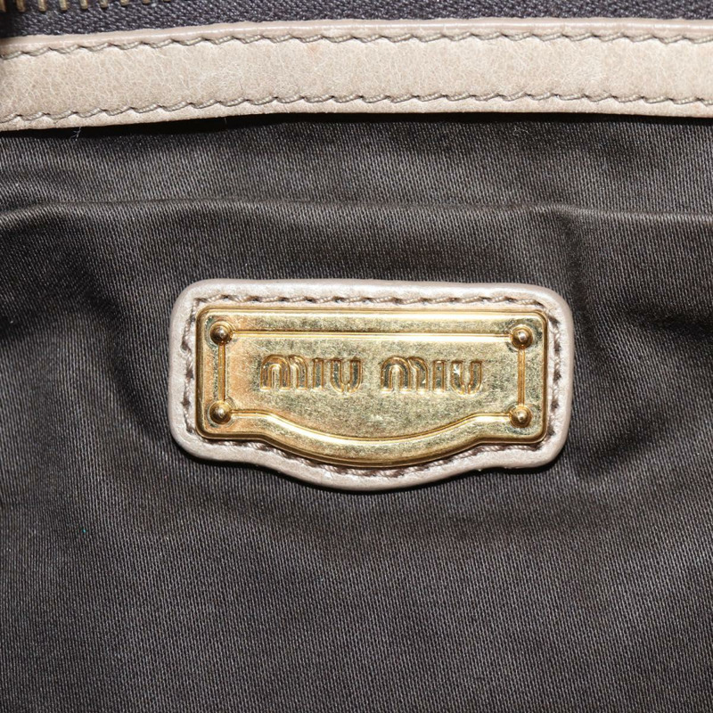 【日本直送】Miu Miu Matelasse 手提包 皮革 2 向 米色 金 正品 132748V-17