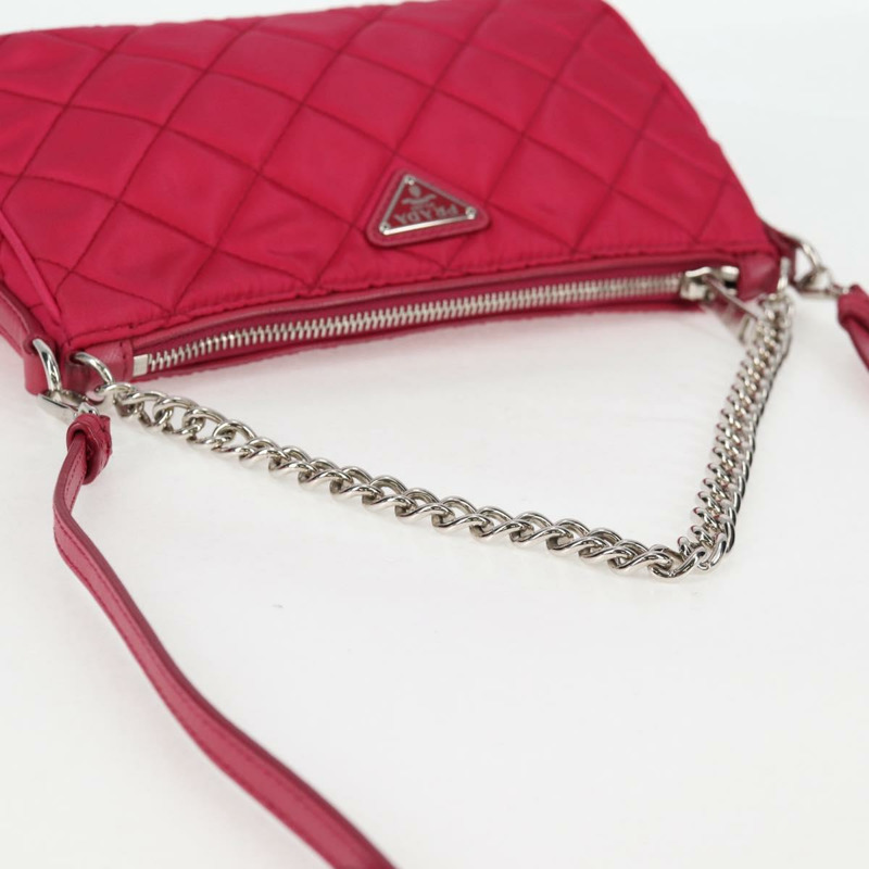 【日本直送】PRADA 尼龍鏈條手提包 2way 粉紅色銀色 正品 135510V-5