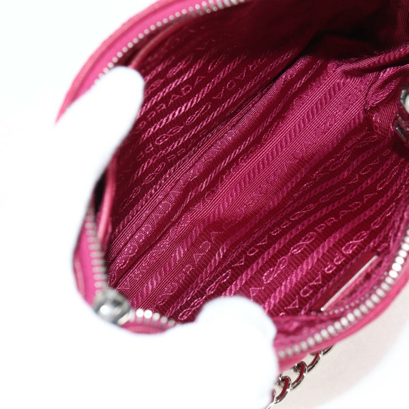 【日本直送】PRADA 尼龍鏈條手提包 2way 粉紅色銀色 正品 135510V-9