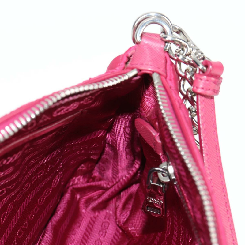 【日本直送】PRADA 尼龍鏈條手提包 2way 粉紅色銀色 正品 135510V-21