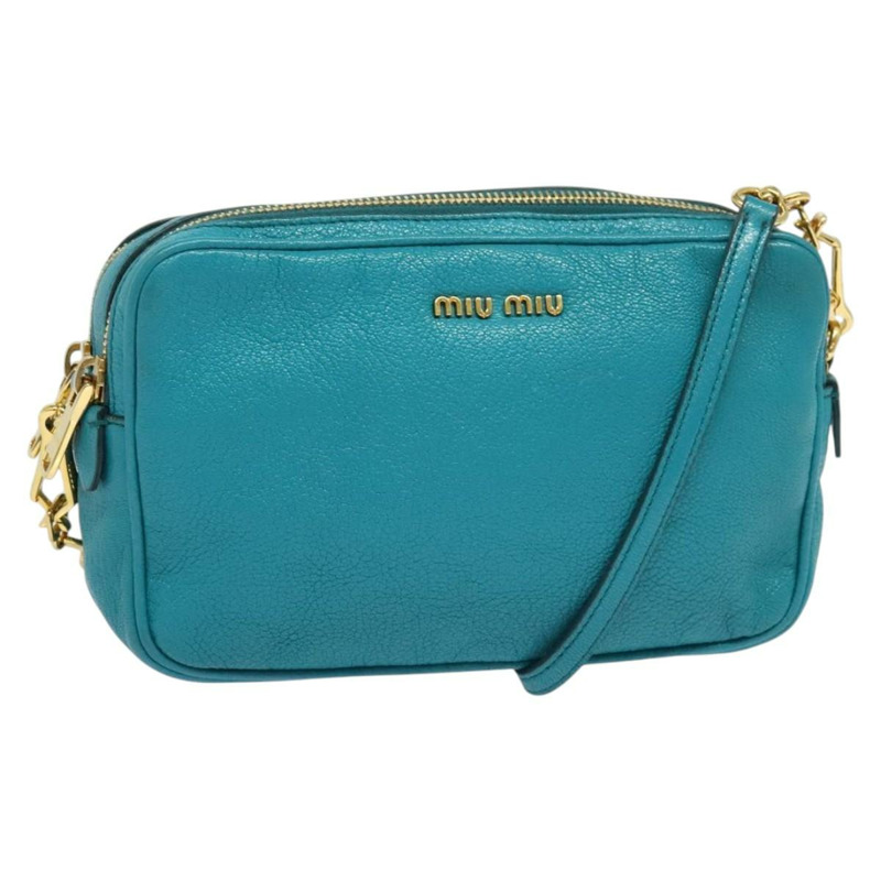 【日本直送】Miu Miu 肩背包 皮革 綠松石色 金色 正品 sw1090-0