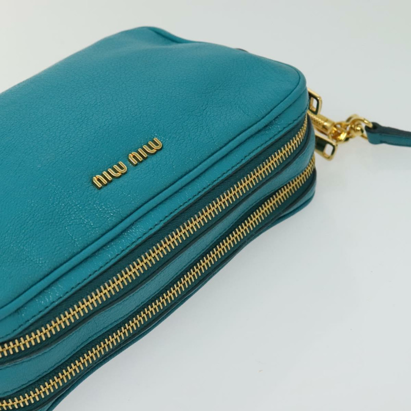 【日本直送】Miu Miu 肩背包 皮革 綠松石色 金色 正品 sw1090-5