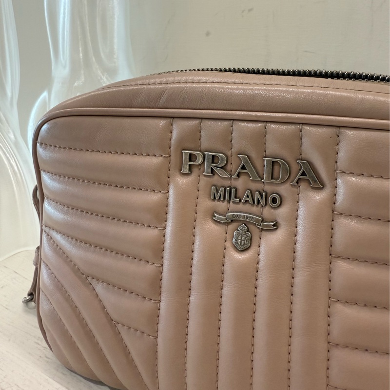 PRADA 粉色條紋鏈條包-2