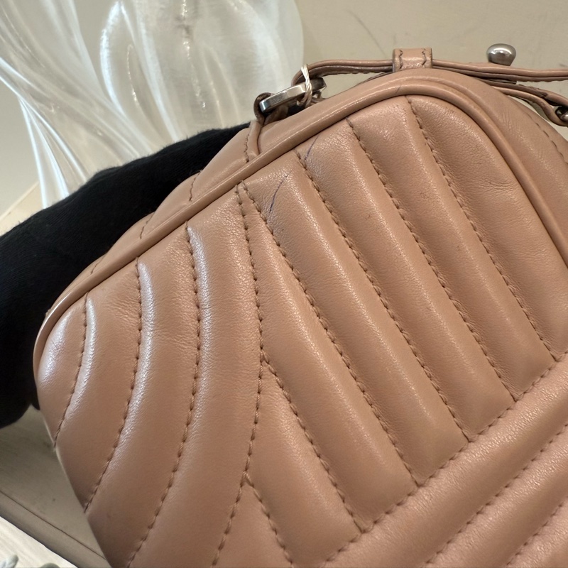 PRADA 粉色條紋鏈條包-3