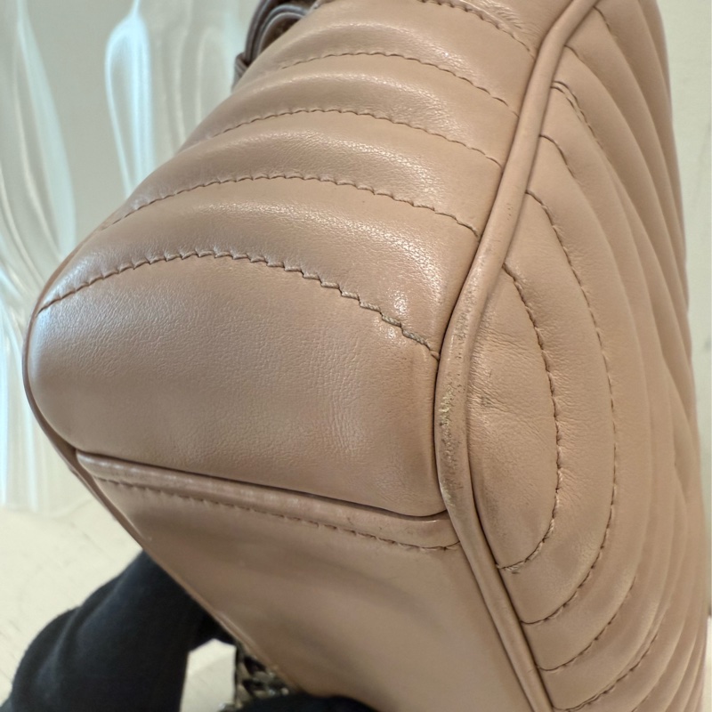 PRADA 粉色條紋鏈條包-6