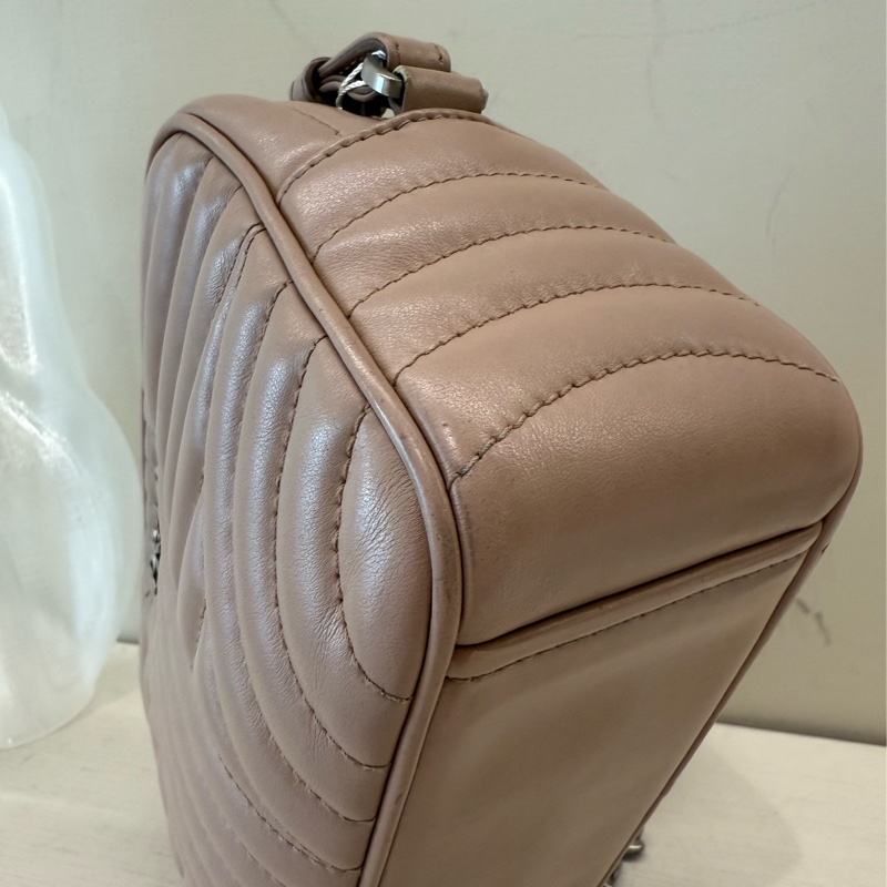 PRADA 粉色條紋鏈條包-7