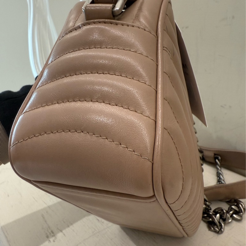 PRADA 粉色條紋鏈條包-8