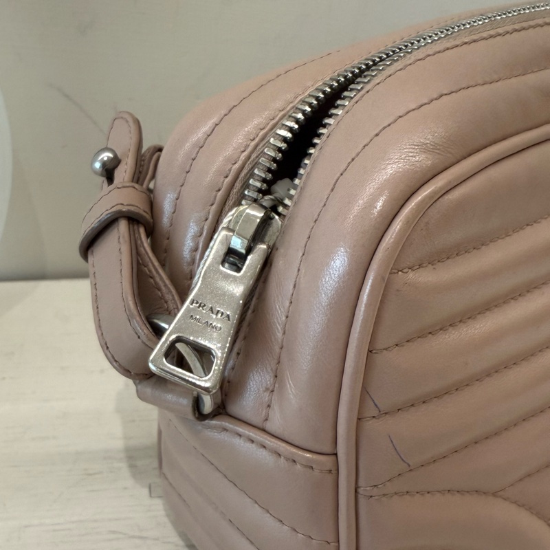 PRADA 粉色條紋鏈條包-9