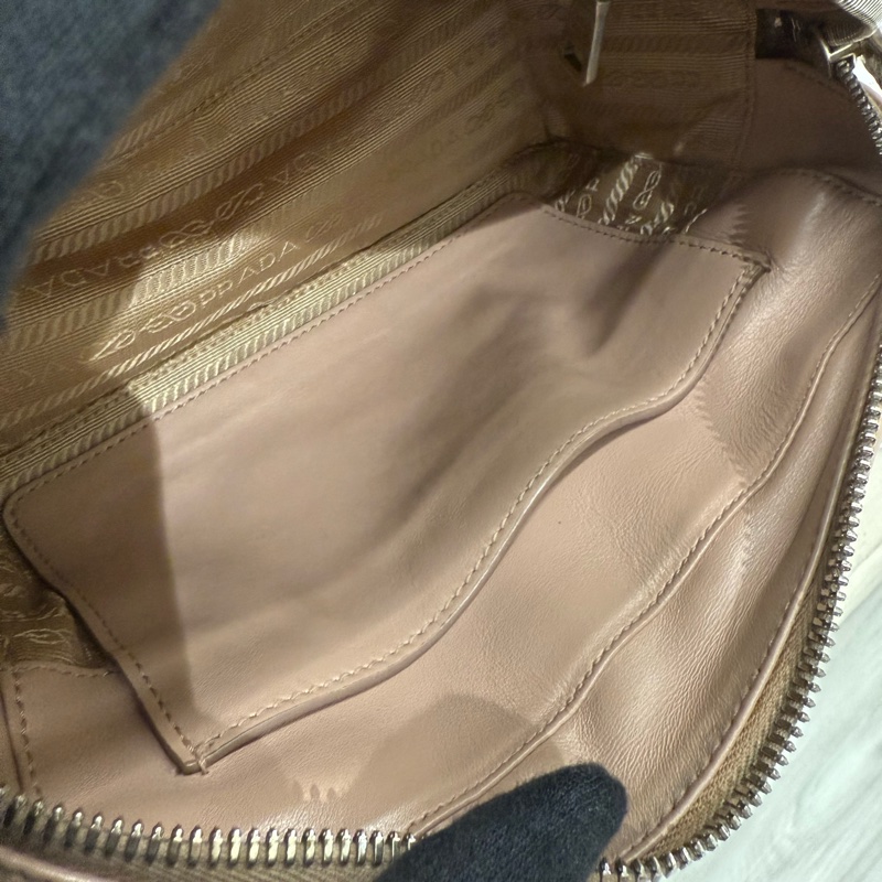 PRADA 粉色條紋鏈條包-11