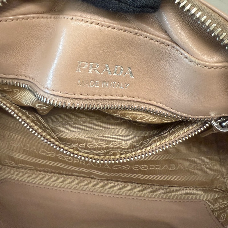 PRADA 粉色條紋鏈條包-12