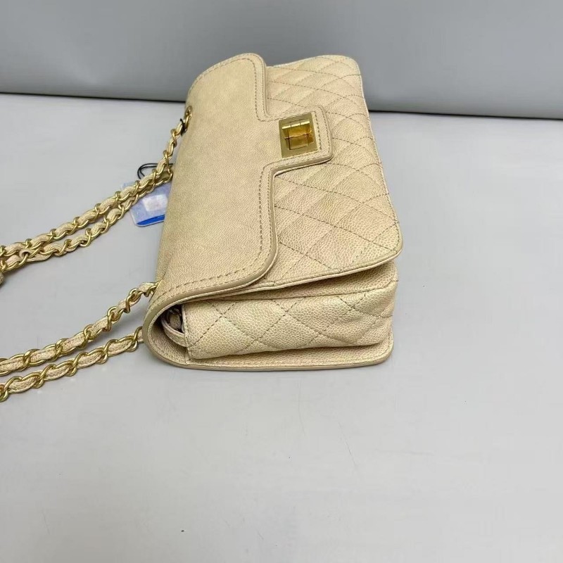Chanel香奈兒 2.55奶茶色荔枝牛皮肩背包斜背包-6