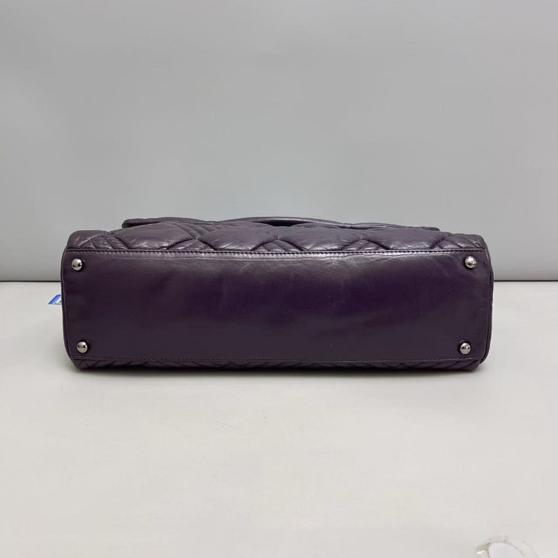 Chanel香奈兒 紫色全皮菱格肩背包 機場包-5