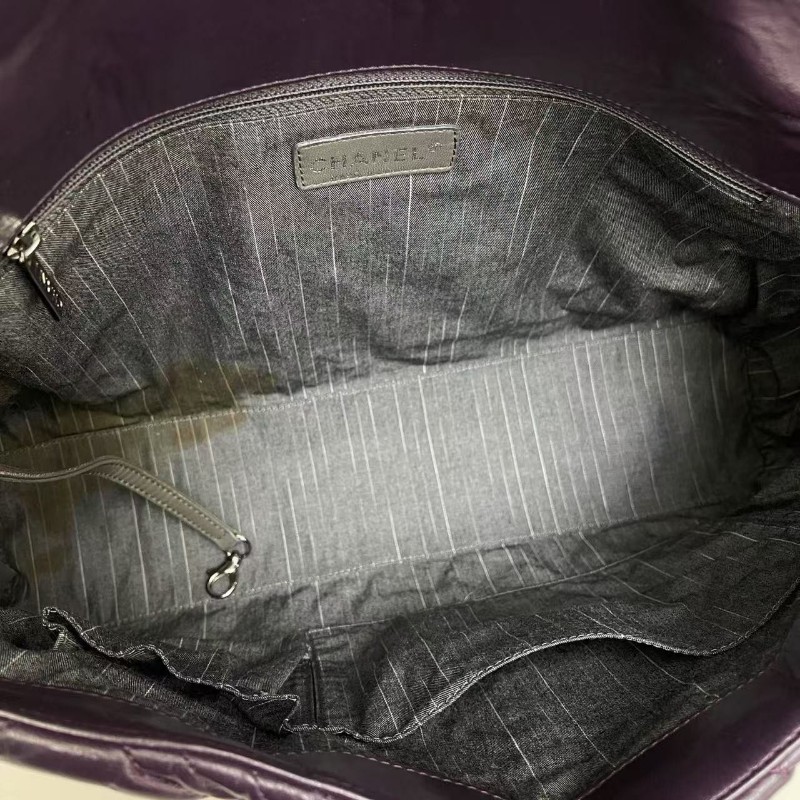 Chanel香奈兒 紫色全皮菱格肩背包 機場包-8