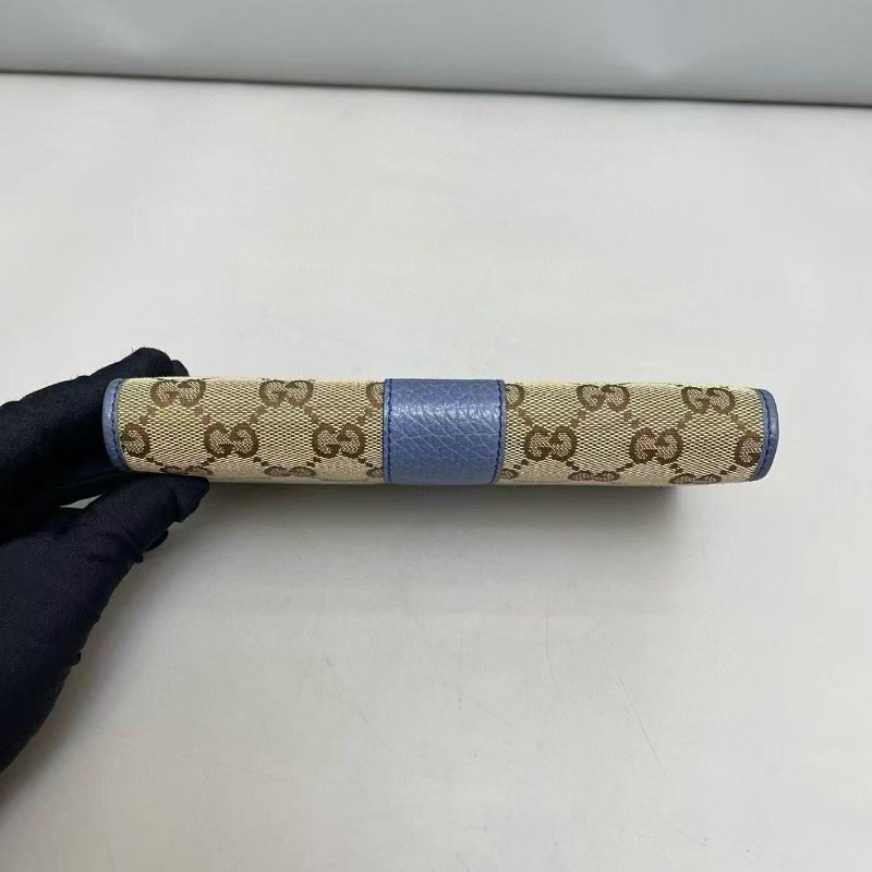 Gucci古馳 老花雙G帆布拼皮長款錢包長夾銀包 🈶盒子-6