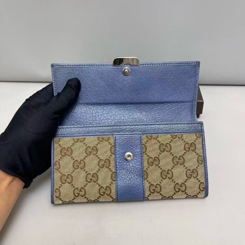Gucci古馳 老花雙G帆布拼皮長款錢包長夾銀包 🈶盒子-7