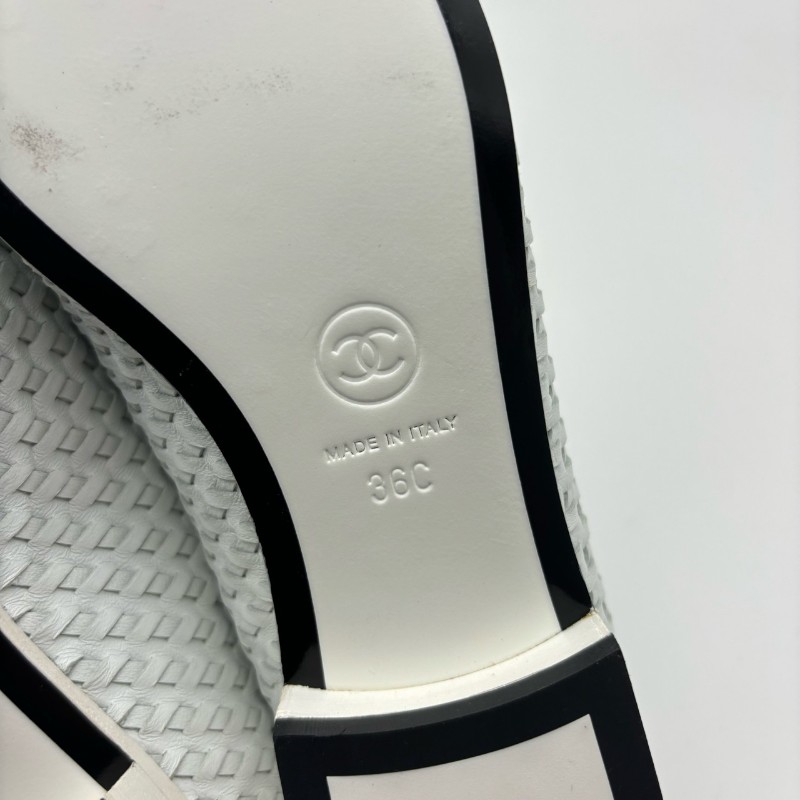 CHANEL香奈兒女士黑白編織平底鞋 權志龍同款 36C碼-8