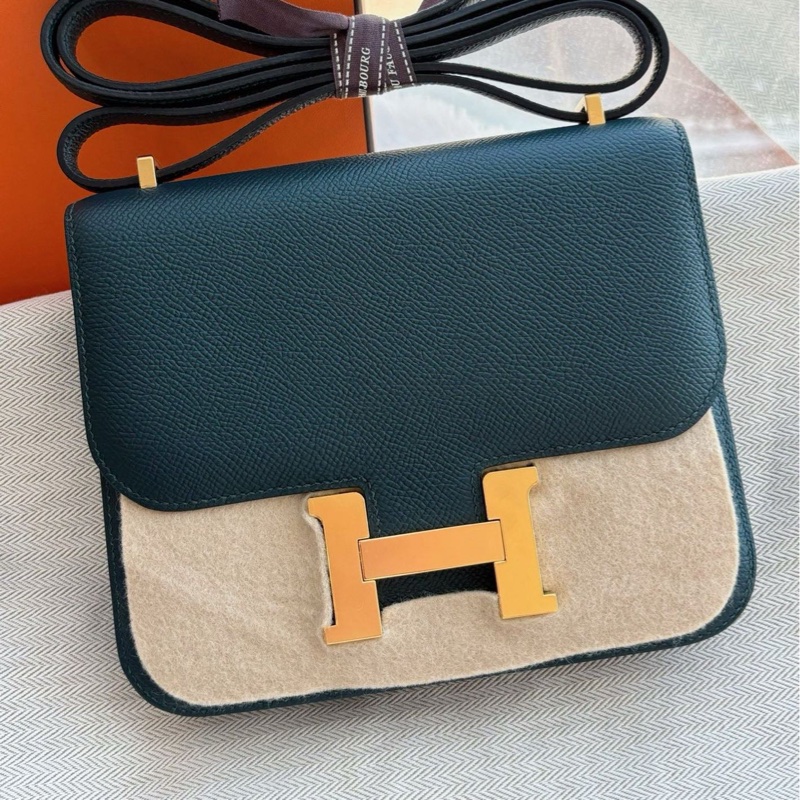 全新閑置品  HERMES 康康mini 19 松柏綠 D刻-0