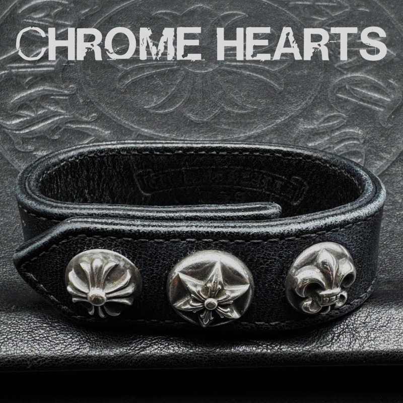 ChromeHearts克羅心黑色三元素皮手環
經典款
男女皆可駕馭-0