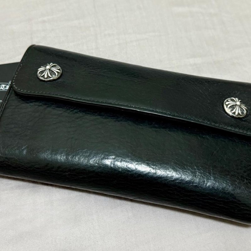 Chrome Hearts Wave Wallet Cross Button Heavy Leather 克羅心 長夾 皮夾 十字扣 銀飾 黑色【稀有收藏】-1