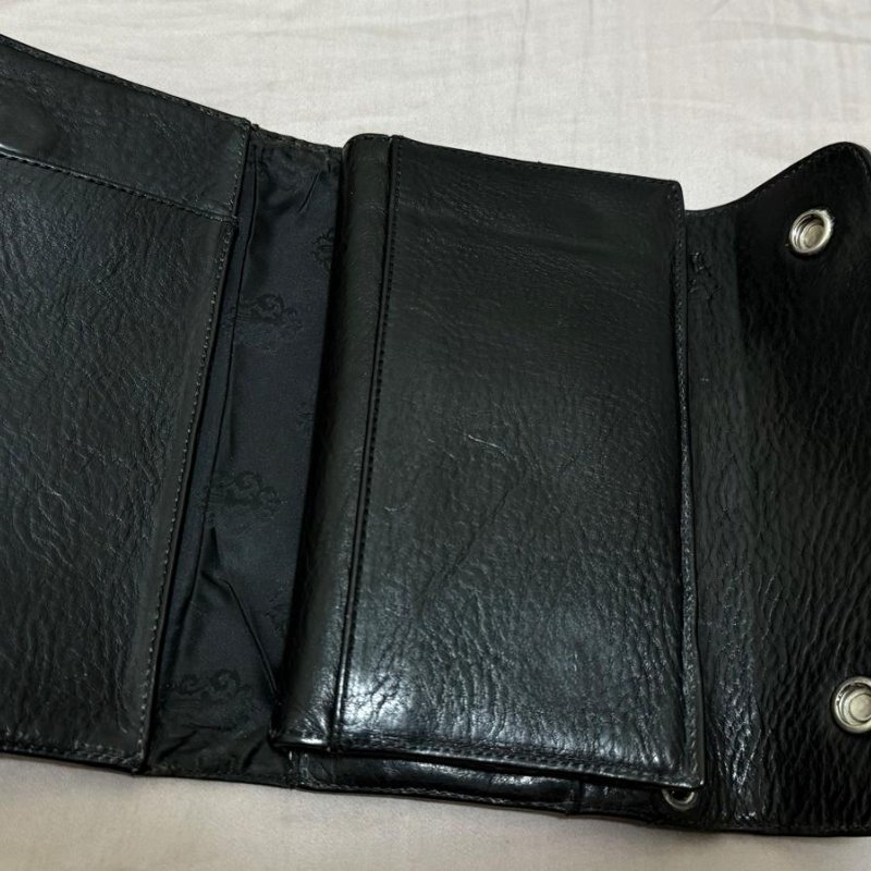 Chrome Hearts Wave Wallet Cross Button Heavy Leather 克羅心 長夾 皮夾 十字扣 銀飾 黑色【稀有收藏】-4