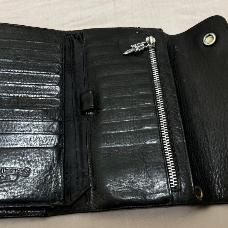 Chrome Hearts Wave Wallet Cross Button Heavy Leather 克羅心 長夾 皮夾 十字扣 銀飾 黑色【稀有收藏】-9