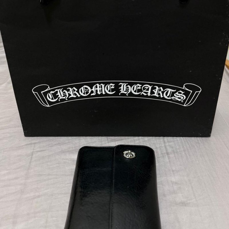 Chrome Hearts Wave Wallet Cross Button Heavy Leather 克羅心 長夾 皮夾 十字扣 銀飾 黑色【稀有收藏】-12