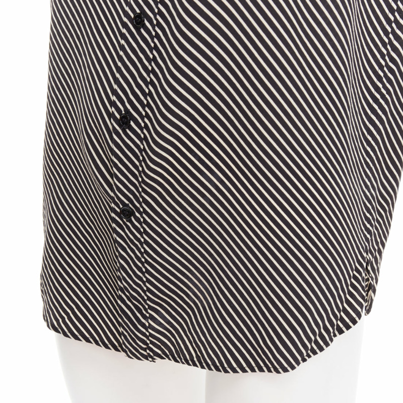 SAINT LAURENT 2015 100% silk diagonal striped sleeveless blouse FR34 XS-6