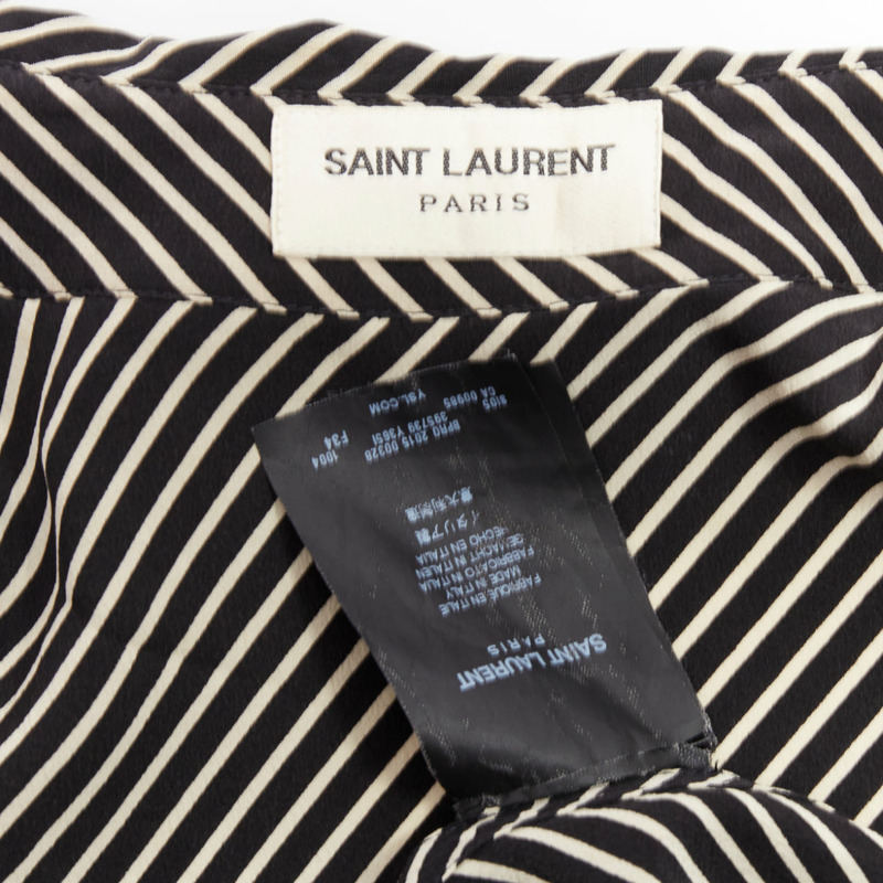 SAINT LAURENT 2015 100% silk diagonal striped sleeveless blouse FR34 XS-7