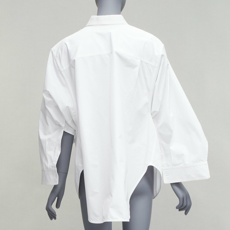 BALENCIAGA 2022 white BB desconstructed kimono sleeve oversized shirt FR36 S-1