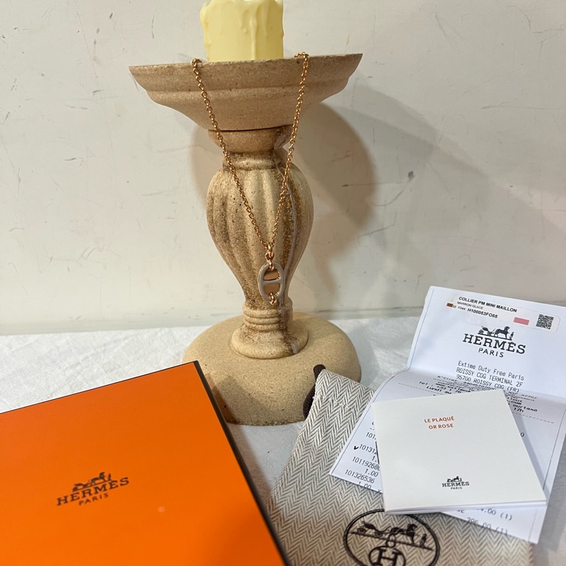 ෆ Hermes 豬鼻子項鍊 溫柔米色 奶茶色🈶購證-5