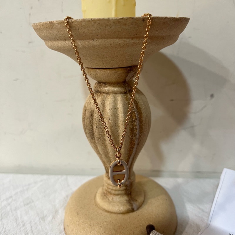 ෆ Hermes 豬鼻子項鍊 溫柔米色 奶茶色🈶購證-6