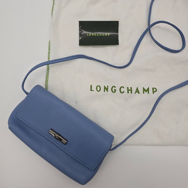 （近新❤️未使用）LONGCHAMP 瓏驤 ROSEAU系列 竹節卵石紋 淡藍色 牛皮 鍊帶 斜背包｜🈶️ 塵袋-5