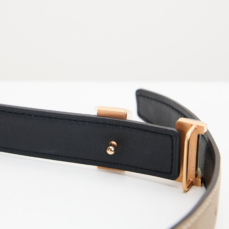Hermes Constance H扣雙面皮帶/大象灰黑色-3