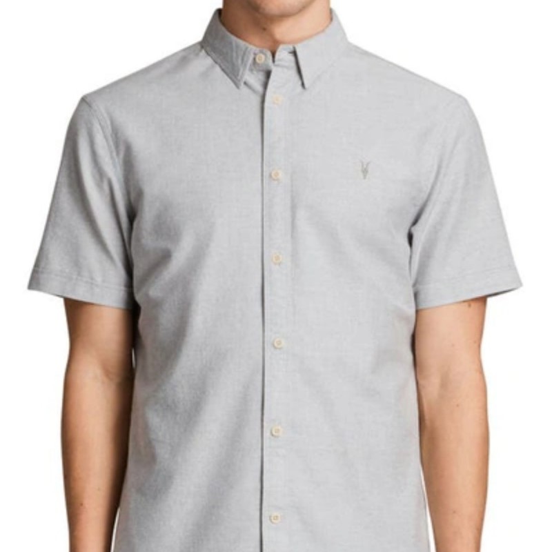 Allsaints 灰色 短袖 牛津襯衫 男XS-1