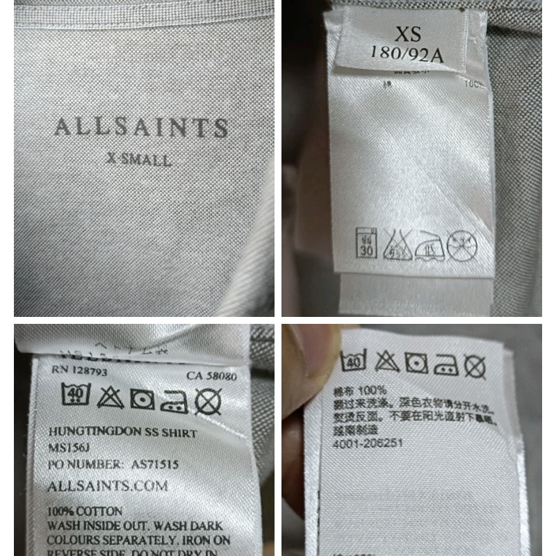 Allsaints 灰色 短袖 牛津襯衫 男XS-5