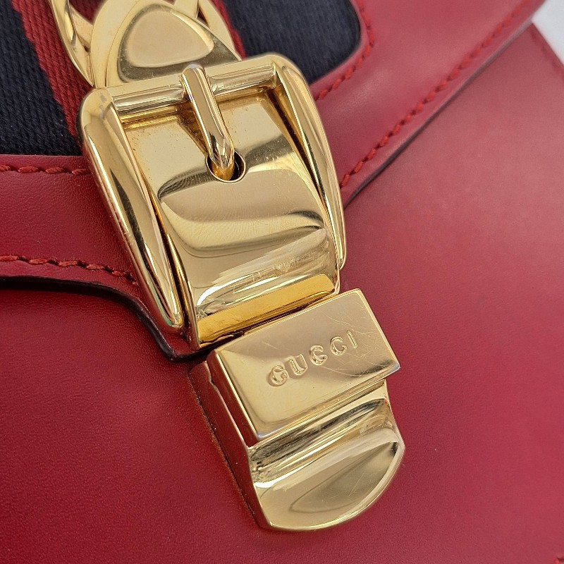 GUCCI 牛皮皮革Sylvie金扣鏈帶肩背袋-16